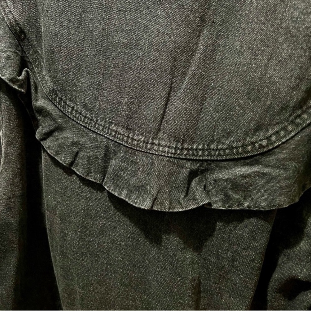 Black Denim Ruffled Jacket - Picture 2 of 7